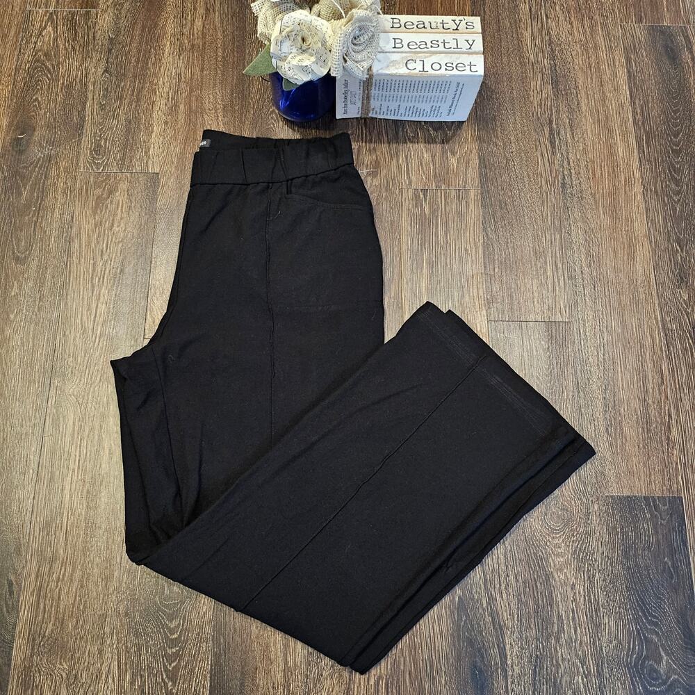Eileen Fisher Pants Black Straight Leg Crop Pull On Crepe Pant Medium